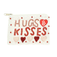 VALENTINE THEME HUGS AND KISSES COIN BAG