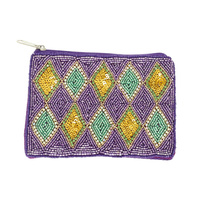 MARDI GRAS THEME JEWELED COIN BAG