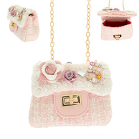 PEARL FLOWER TWEED CROSSBODY BAG