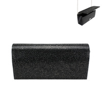 Rhinestone Covered Fabric Evening Clutch Purse With Chain Strap Bag