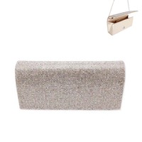 Rhinestone Covered Fabric Evening Clutch Purse With Chain Strap Bag