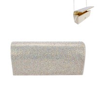 Rhinestone Covered Fabric Evening Clutch Purse With Chain Strap Bag
