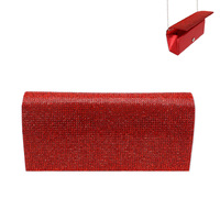 Rhinestone Covered Fabric Evening Clutch Purse With Chain Strap Bag3343Rd