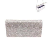 Rhinestone Covered Fabric Evening Clutch Purse With Chain Strap Bag