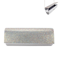 Rhinestone Covered Fabric Evening Clutch Purse With Chain Strap Bag3940Bk