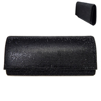 RHINESTONE EMBELLISHED GRAPHIC CLUTCH WITH STRAP - FASHION STATEMENT EVENING BAGS