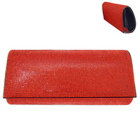 RHINESTONE EMBELLISHED GRAPHIC CLUTCH WITH STRAP - FASHION STATEMENT EVENING BAGS