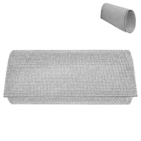 RHINESTONE EMBELLISHED GRAPHIC CLUTCH WITH STRAP - FASHION STATEMENT EVENING BAGS