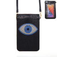 FASHIONISTA CRYSTAL RHINESTONE STUDDED CROSSBODY TOUCH SCREEN CELLPHONE BAG WITH DETACHABLE STRAP