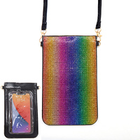FASHIONISTA CRYSTAL RHINESTONE STUDDED CROSSBODY TOUCH SCREEN CELLPHONE BAG WITH DETACHABLE STRAP