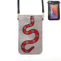 FASHIONISTA CRYSTAL RHINESTONE STUDDED CROSSBODY TOUCH SCREEN CELLPHONE BAG WITH DETACHABLE STRAP