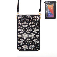 FASHIONISTA CRYSTAL RHINESTONE STUDDED CROSSBODY TOUCH SCREEN CELLPHONE BAG WITH DETACHABLE STRAP