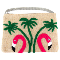 FLAMINGO FALMS HANDMADE BEADED/EMBROIDERED  TROPICAL CROSSBODY BAG