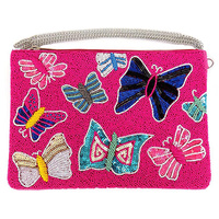 BUTTERFLY HANDMADE BEADED SEED BEAD   CROSSBODY BAG
