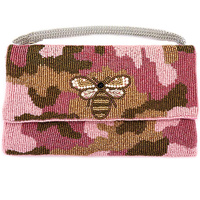 HONEY BEE CAMO HANDMADE BEADED SMALL CLUTCH CROSSBODY BAG