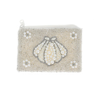 MOTHER OF PEARLS NAUTICAL HANDMADE SCALLOPED SEASHELL MIX BEADED COIN BAG