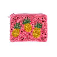 TROPICAL HANDMADE PINEAPPLE PARTY BEAD MIX BEADED COIN BAG