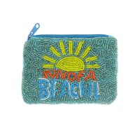 SEED BEAD NAUTICAL OCEAN THEMED HANDMADE BEADWORK COIN PURSE