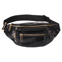 BLACK FANNY PACK W/ GOLD ZIPPERS