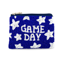 GAME DAY SEED BEAD HANDMADE BEADED ZIPPER COIN BAG PURSE