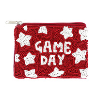 GAME DAY SEED BEAD HANDMADE BEADED ZIPPER COIN BAG PURSE