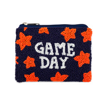 GAME DAY SEED BEAD HANDMADE BEADED ZIPPER COIN BAG PURSE