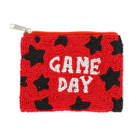 GAME DAY SEED BEAD HANDMADE BEADED ZIPPER COIN BAG PURSE