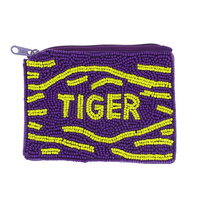 TIGER SEED BEAD HANDMADE BEADED WALLET COIN PURSE