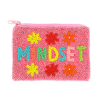 MINDSET FLOWERS SEED BEAD HANDMADE BEADED WALLET COIN PURSE