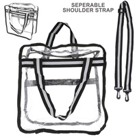 EVENTS SECURITY CLEAR VINYL ZIPPERED TOTE BAG WITH DETACHABLE SHOULDER STRAP