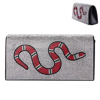 KINGSNAKE JEWELED GRAPHIC CRYSTAL RHINESTONE EVENING CLUTCH BAG WITH DETACHABLE STRAP
