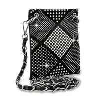 GEM STUDDED RHINESTONE PATTERN PHONE CROSSBODY