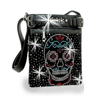 SUGAR SKULL DESIGN RHINESTONE STUDDED BAG