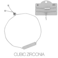 CZ CUBIC ZIRCONIA TENNIS ADJUSTABLE SLIDER BOLO BRACELET