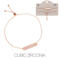 CZ CUBIC ZIRCONIA TENNIS ADJUSTABLE SLIDER BOLO BRACELET