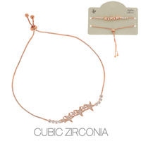 STARFISH CUBIC ZIRCONIA ADJUSTABLE SLIDER BOLO BRACELET