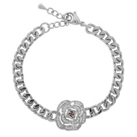 CZ ROSE CURB CHAIN BRACELET