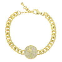 CZ STAR DISC CURB CHAIN BRACELET