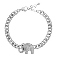 CZ ELEPHANT CURB CHAIN BRACELET