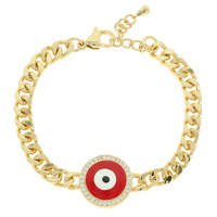CZ EVIL EYE DISC CURB CHAIN BRACELET