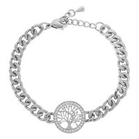 CZ TREE OF LIFE DISC CURB CHAIN BRACELET