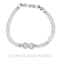 GOLD PLATED BAGUETTE CUT CZ BOW TENNIS BRACELET