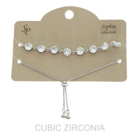 CUBIC ZIRCONIA GEMSTONE BOLO SLIDER BRACELET