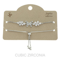 WHIMSICAL GARDEN BUTTERFLY CZ BOLO SLIDER BRACELET