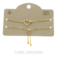 VALENTINE'S DAY CZ HEART BOLO SLIDER BRACELET