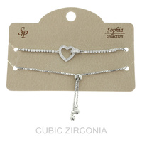 VALENTINE'S DAY CZ HEART BOLO SLIDER BRACELET