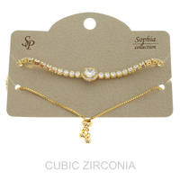 CZ SOLITAIRE TENNIS BOLO SLIDER BRACELET