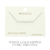 GOLD PLATED CZ BAR CHAIN BRACELET