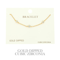 GOLD PLATED CZ STATION CHAIN BRACELET