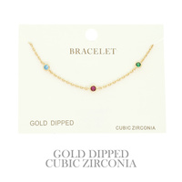 GOLD PLATED CZ STATION CHAIN BRACELET